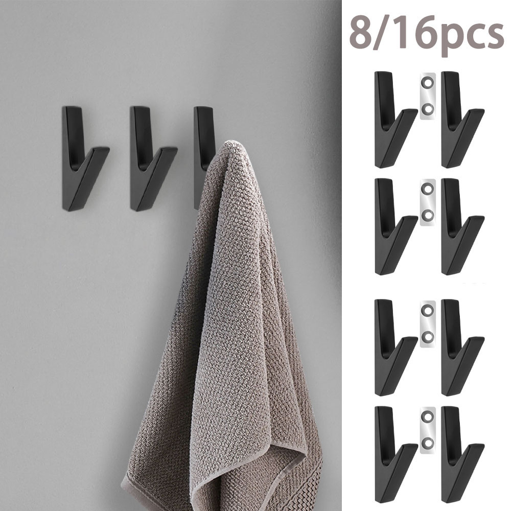 Home Center Bathroom Accessories - 8/16Pcs Towel Hooks Metal Matte Wall