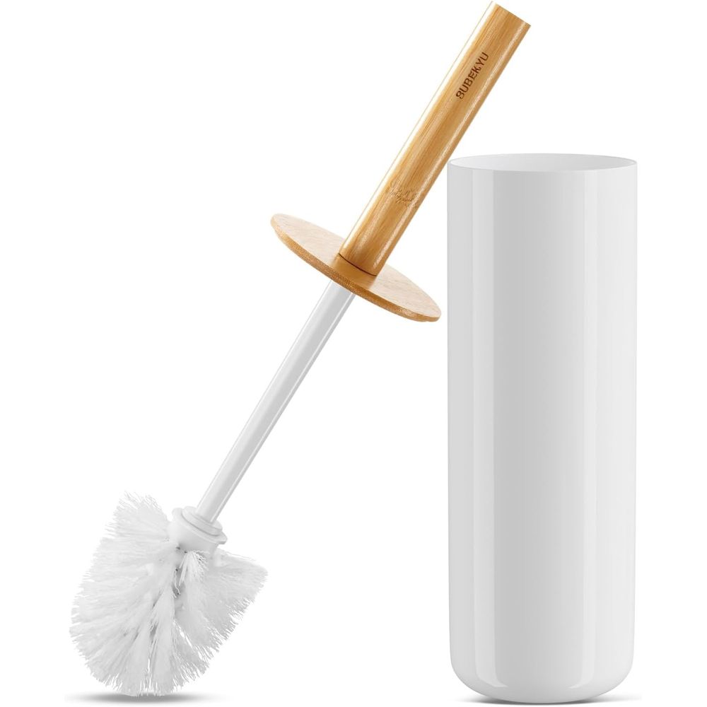 Toilet Brush Holder - White Bathroom Toilet Bowl Cleaning Brush