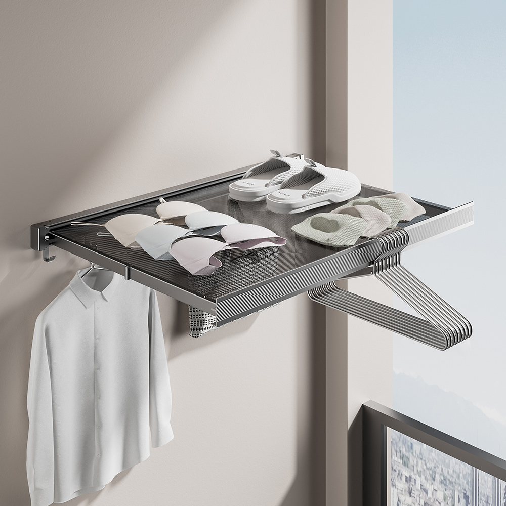 Home Bathroom Shelf - Foldable Wall Shelves Organizer Retractable Laundry