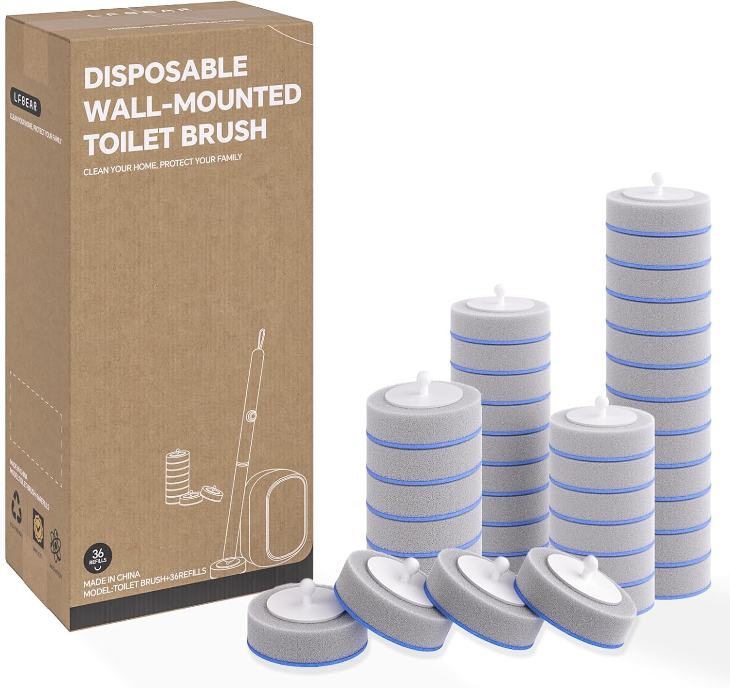 Toilet Brush Holder - Disposable Toilet Brush Wand with Wall