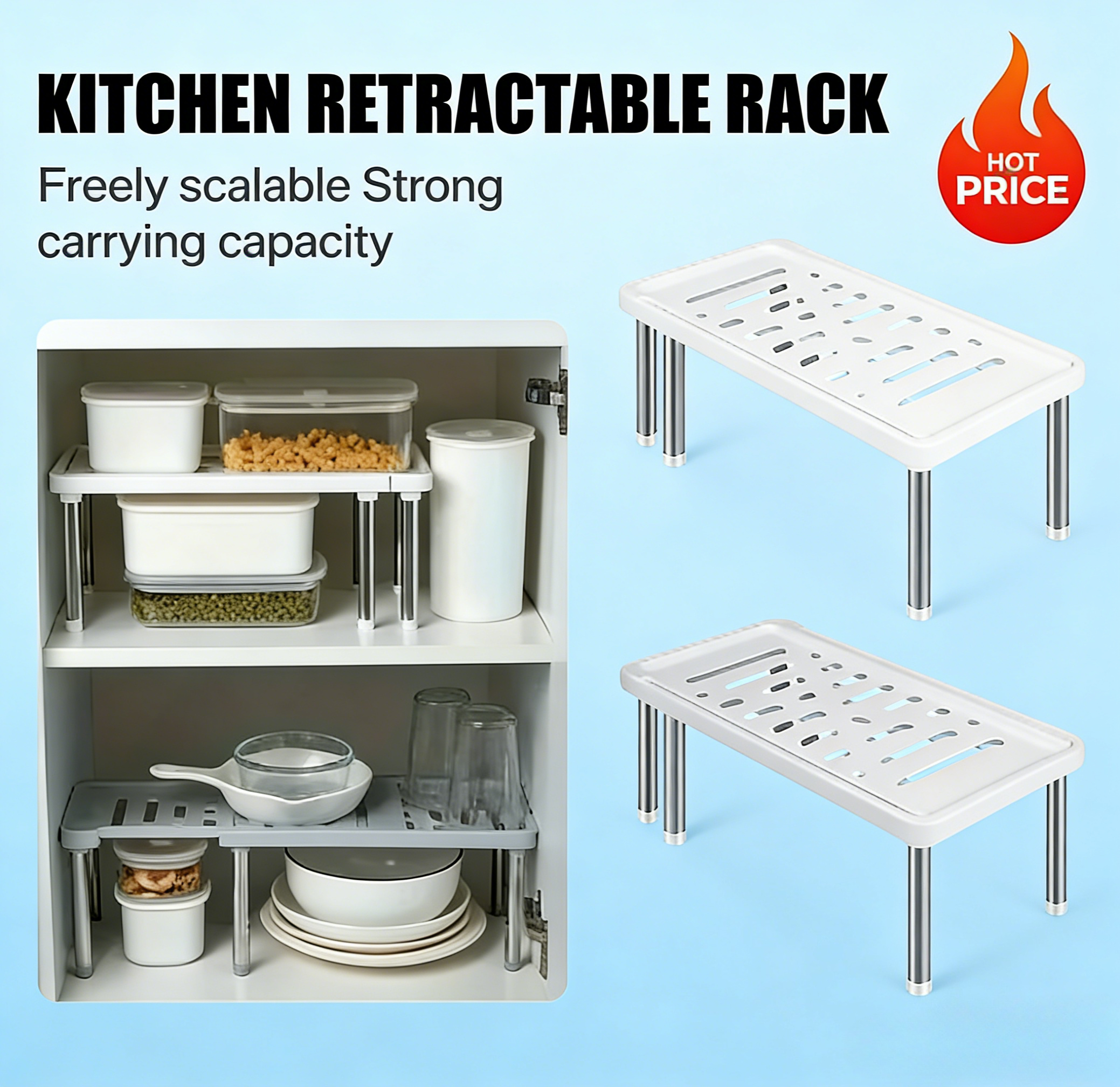 Home Bathroom Shelf - Scalable One Piece Multifunctional Storage Rack