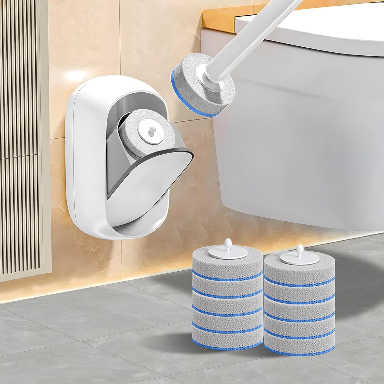 Toilet Brush Holder - Disposable Toilet Brush Wand with Wall