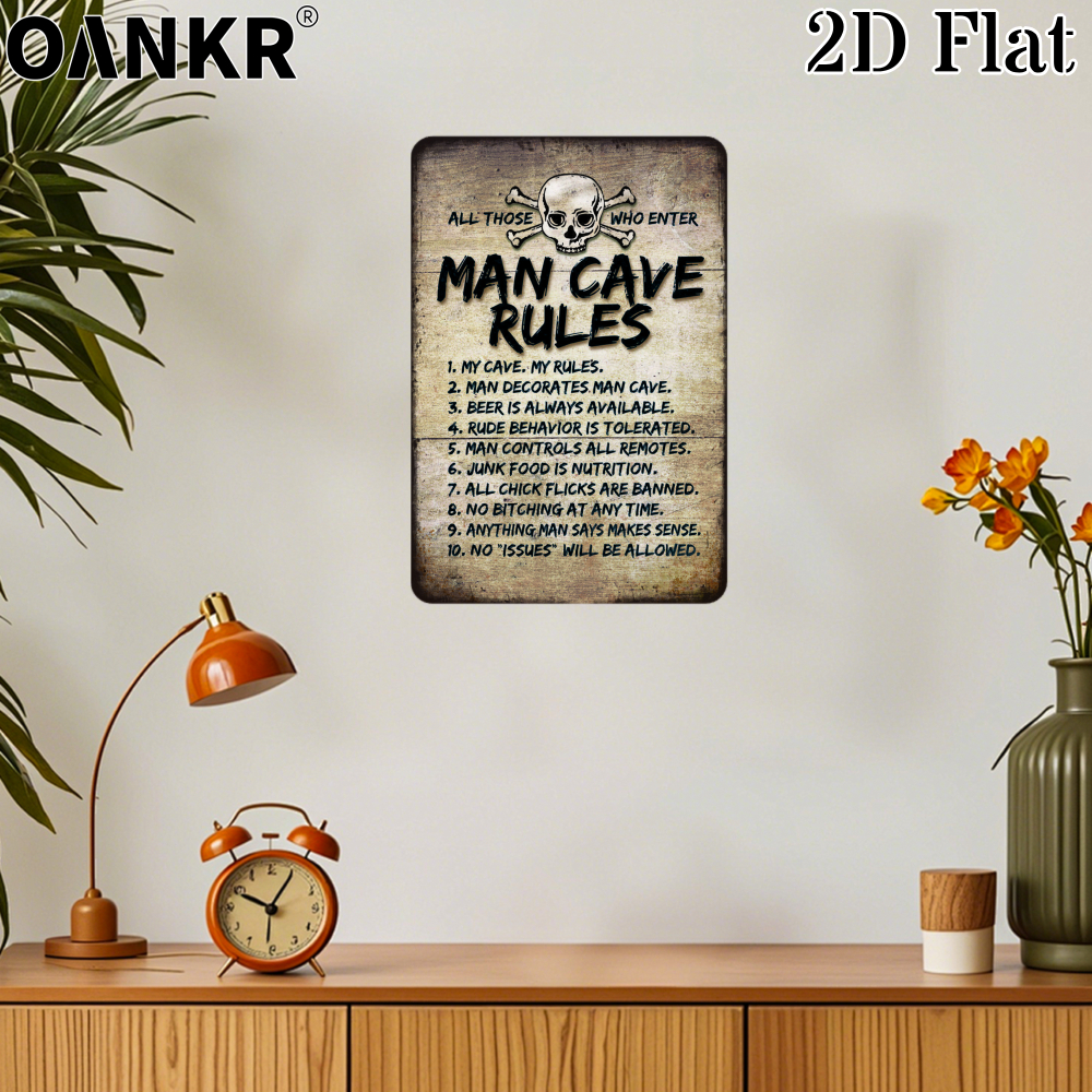 Home Bathroom Rules - Vintage Art Wall Poster Metal Tin