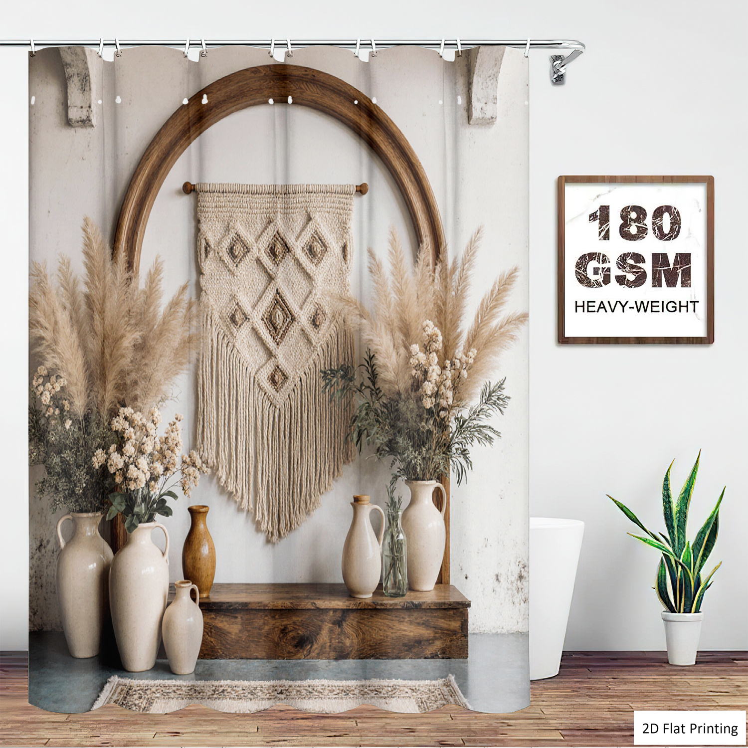 Bohemian Style Vases and Pampa - Non Slip Bath Mat 评论和价格