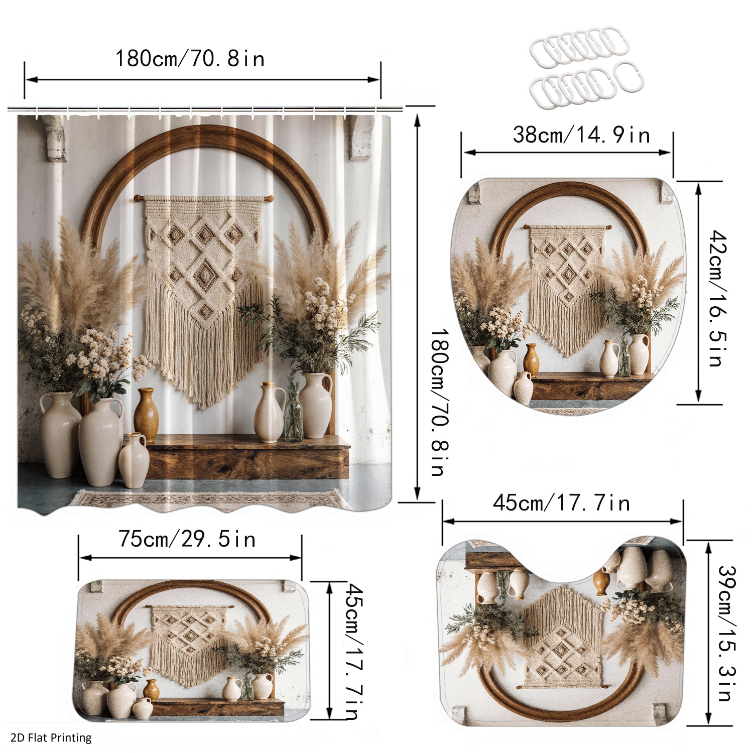 Bohemian Style Vases and Pampa - Non Slip Bath Mat 评论和价格