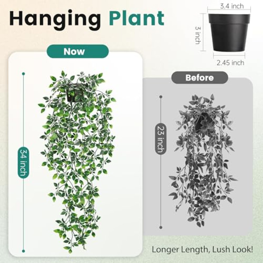 34'' Fake Plants Hanging Artif - Home Bathroom Shelf 评论和价格