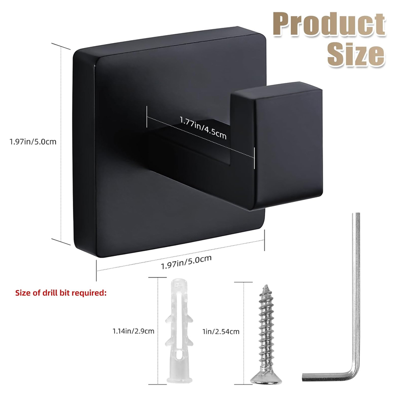 Matte Black Towel Hook Stainle - Robe Hook Adhesive 评论和价格