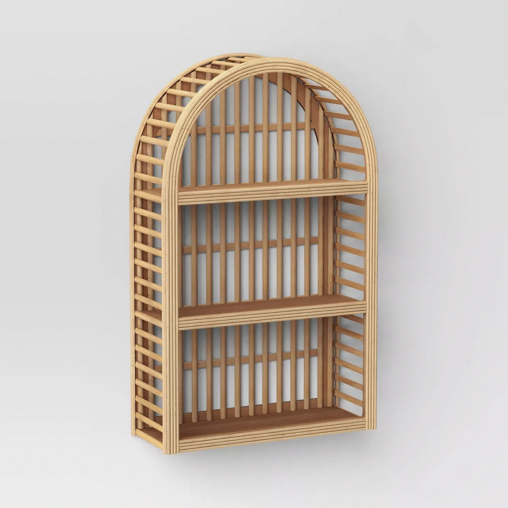 Rattan Arched Wall Shelf,3 Tie - Home Bathroom Shelf 评论和价格