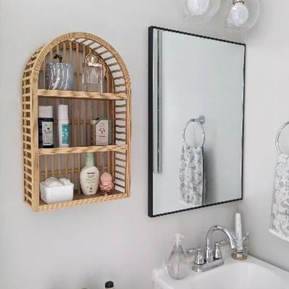 Rattan Arched Wall Shelf,3 Tie - Home Bathroom Shelf 评论和价格
