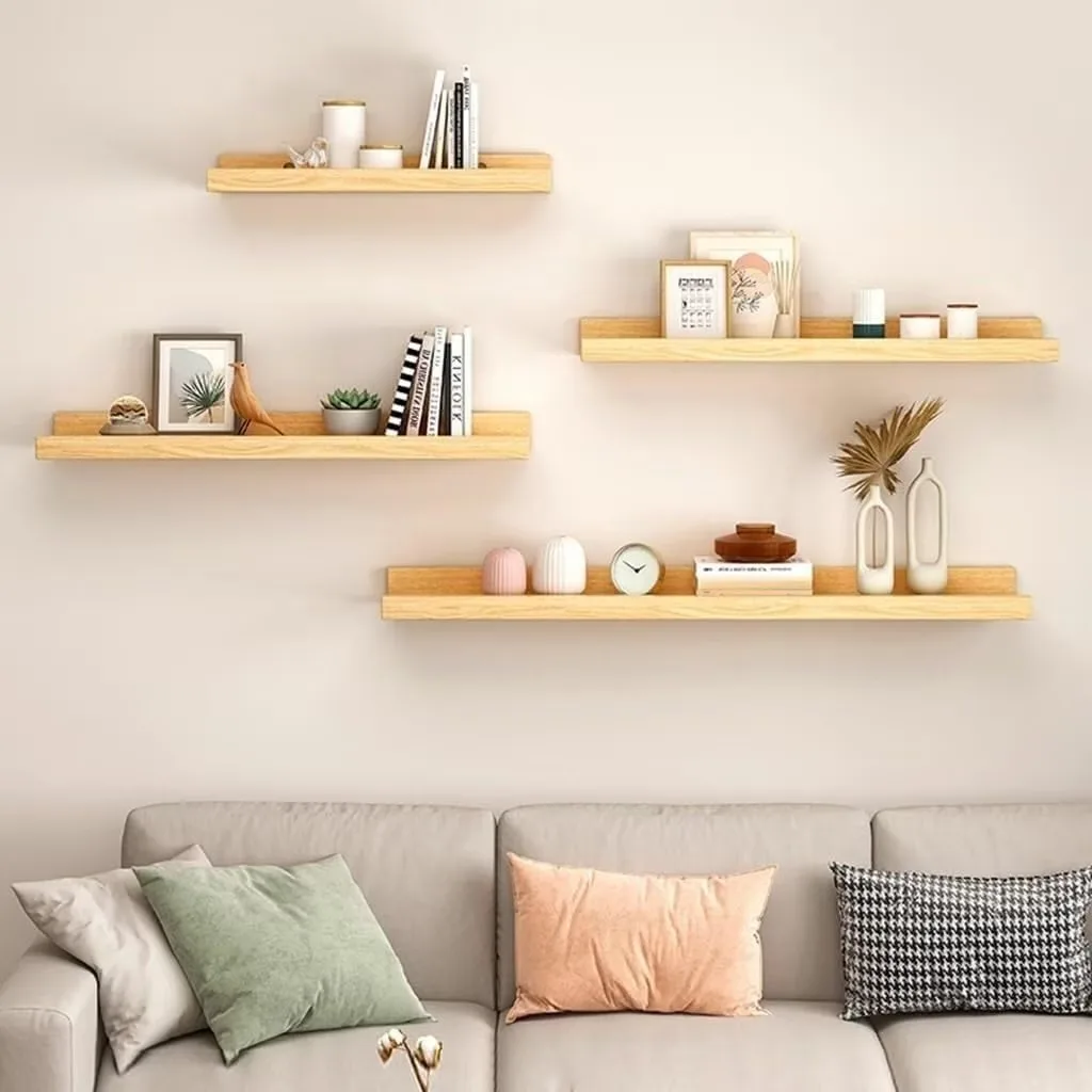 Rustic Wood Floating Wall Shel - Home Bathroom Shelf 评论和价格