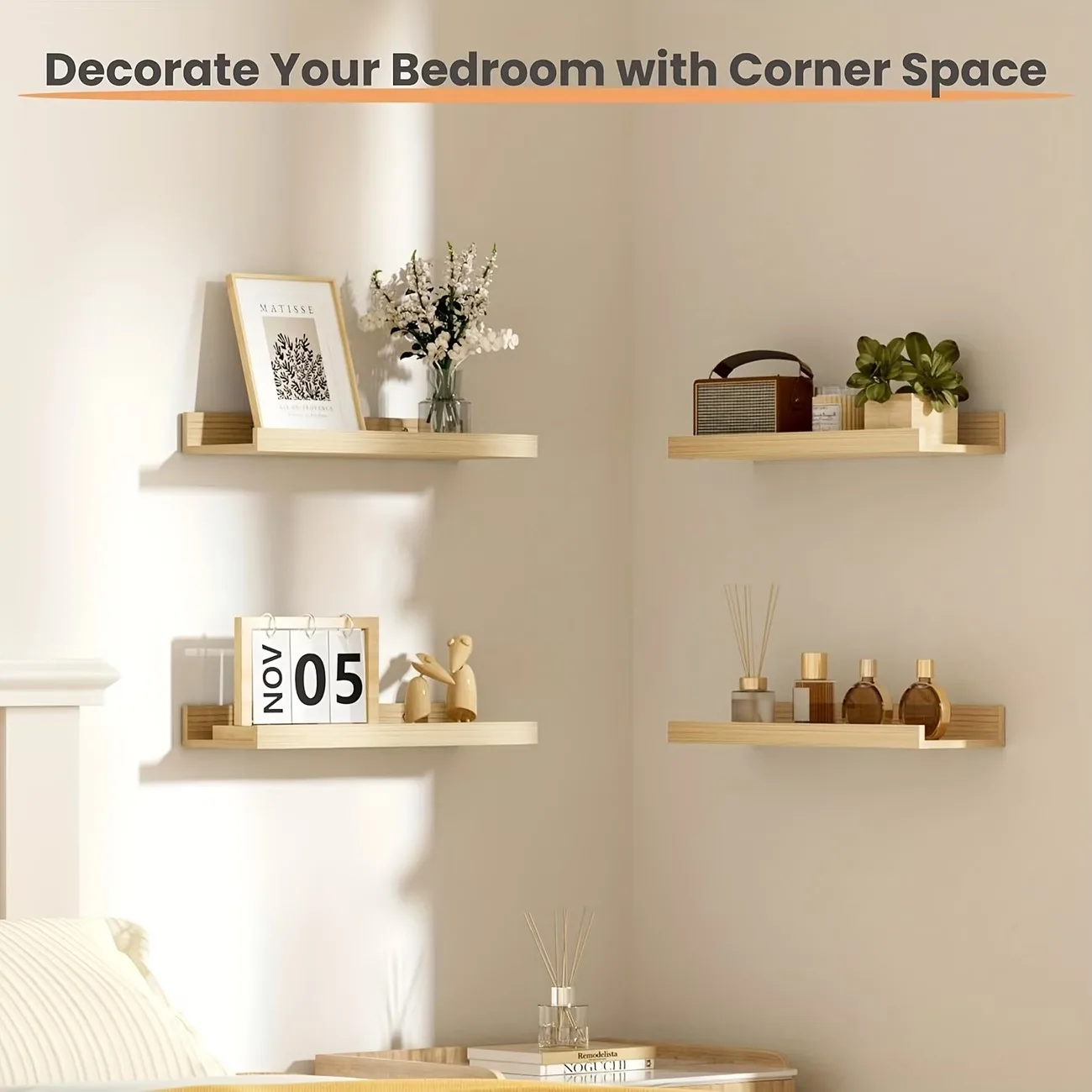 Rustic Wood Floating Wall Shel - Home Bathroom Shelf 评论和价格