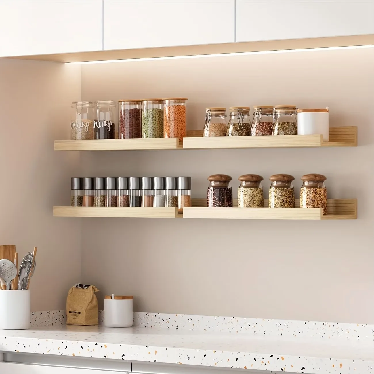 Rustic Wood Floating Wall Shel - Home Bathroom Shelf 评论和价格