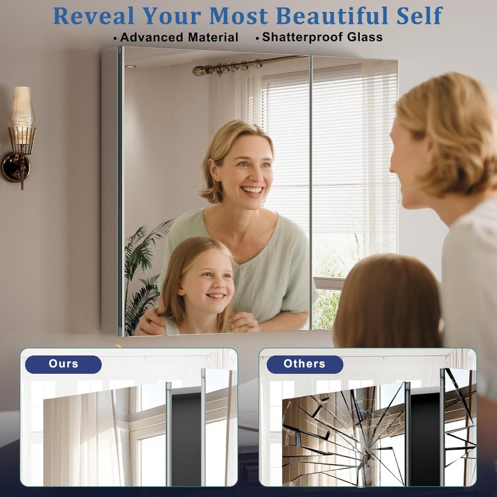 Bathroom Medicine Cabinet with - Home Bathroom Door 评论和价格