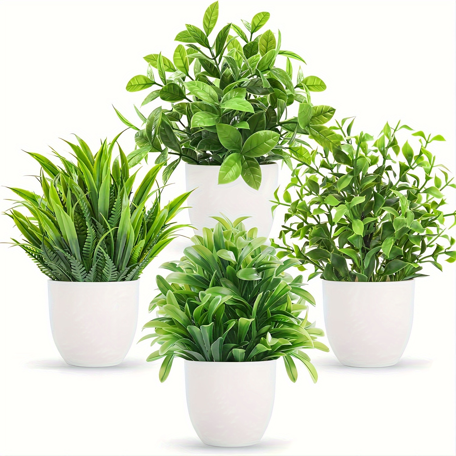 4pcs Mini Artificial Potted Pl - Home Bathroom Shelf 评论和价格
