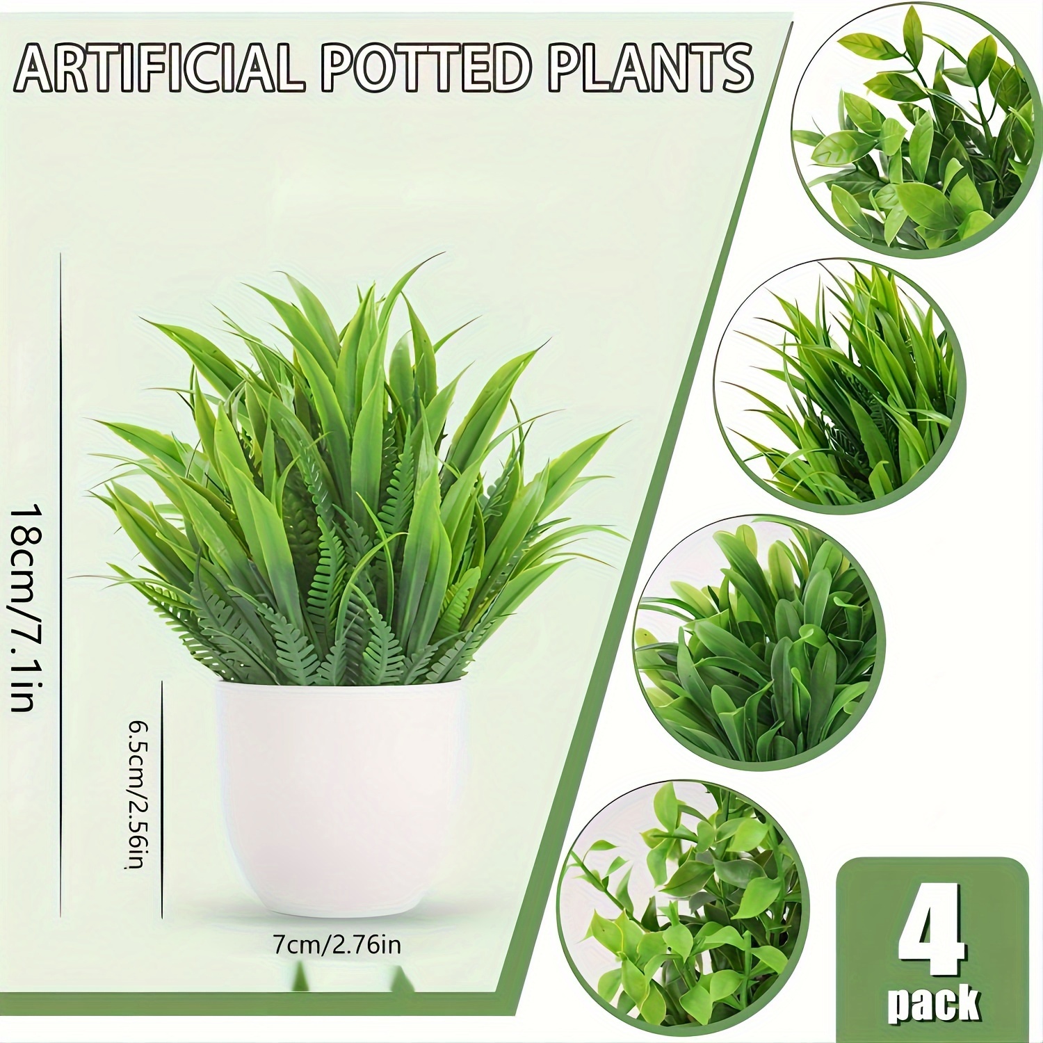 4pcs Mini Artificial Potted Pl - Home Bathroom Shelf 评论和价格