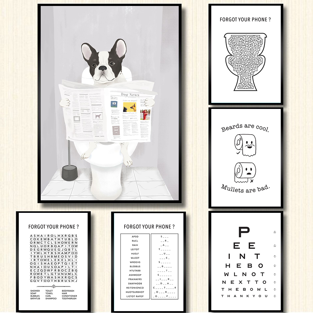 French Bulldog in Toilet Poste - Home Bathroom Rules 评论和价格
