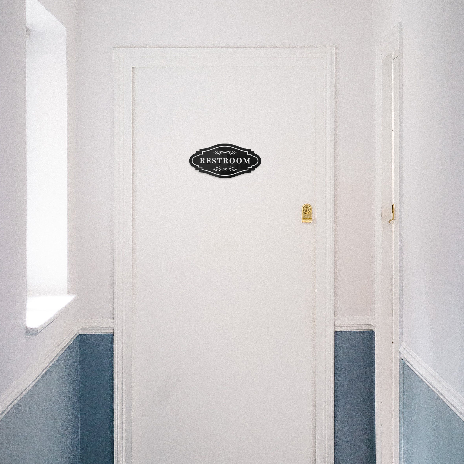4Pcs Restroom Vinyl Decal Blac - Home Bathroom Door 评论和价格