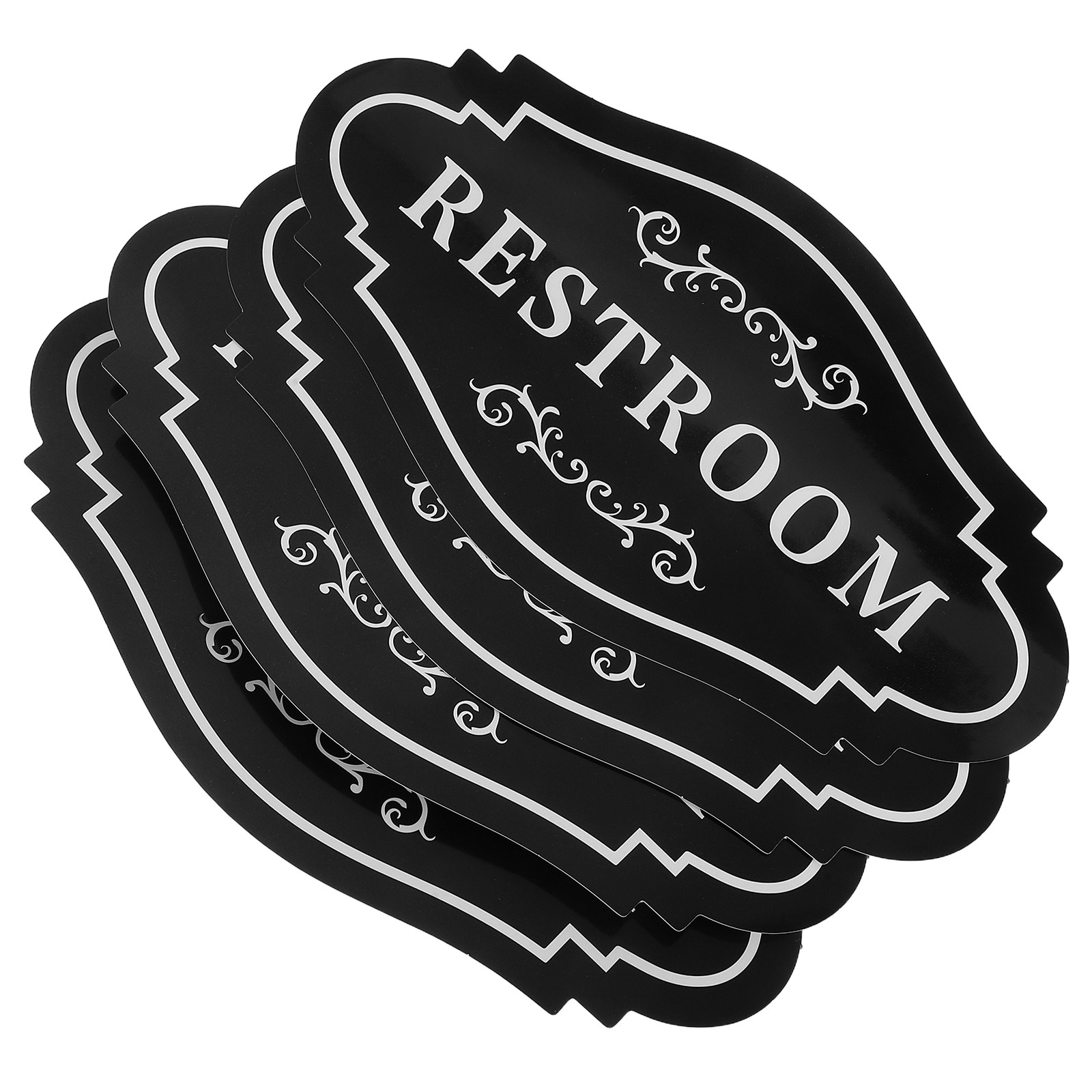 4Pcs Restroom Vinyl Decal Blac - Home Bathroom Door 评论和价格
