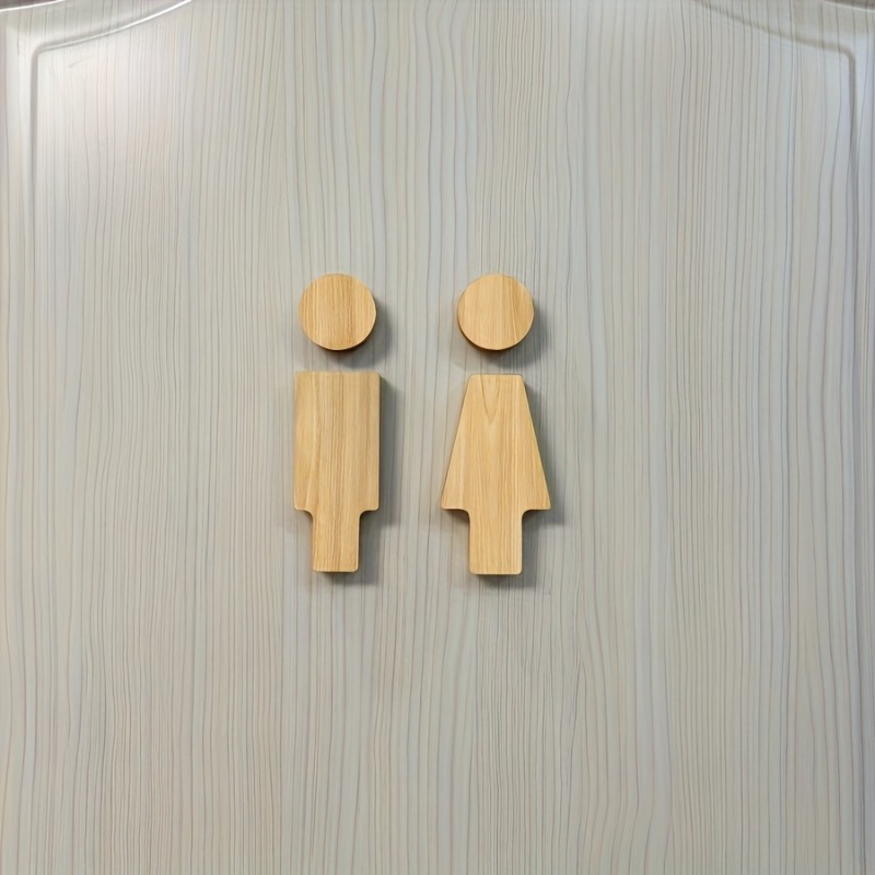 2PCS Wooden Bathroom Sign for  - Home Bathroom Door 评论和价格