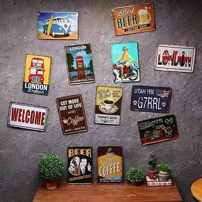 Vintage Metal Tin Sign Plaque, - Home Bathroom Rules 评论和价格
