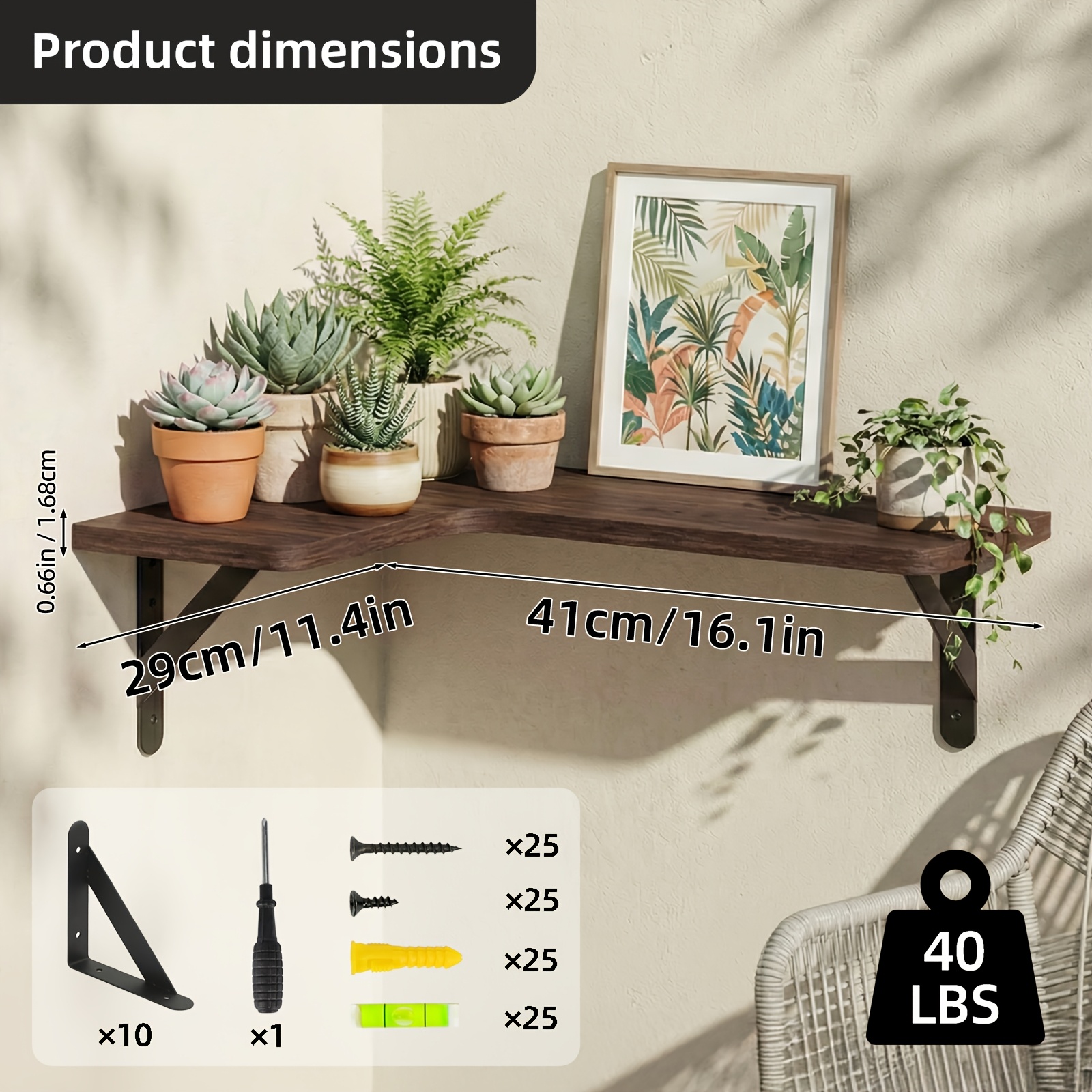 5-Piece Rustic Wood Floating C - Home Bathroom Shelf 评论和价格