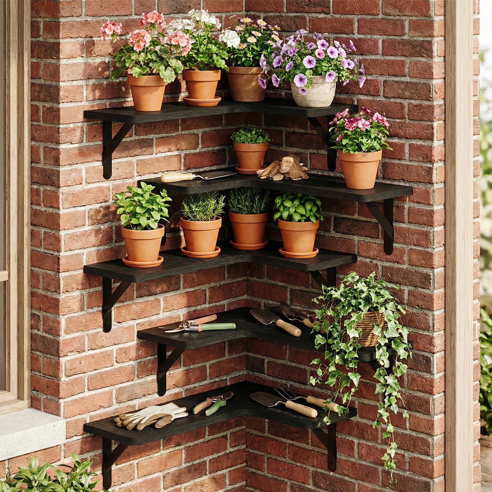 5-Piece Rustic Wood Floating C - Home Bathroom Shelf 评论和价格