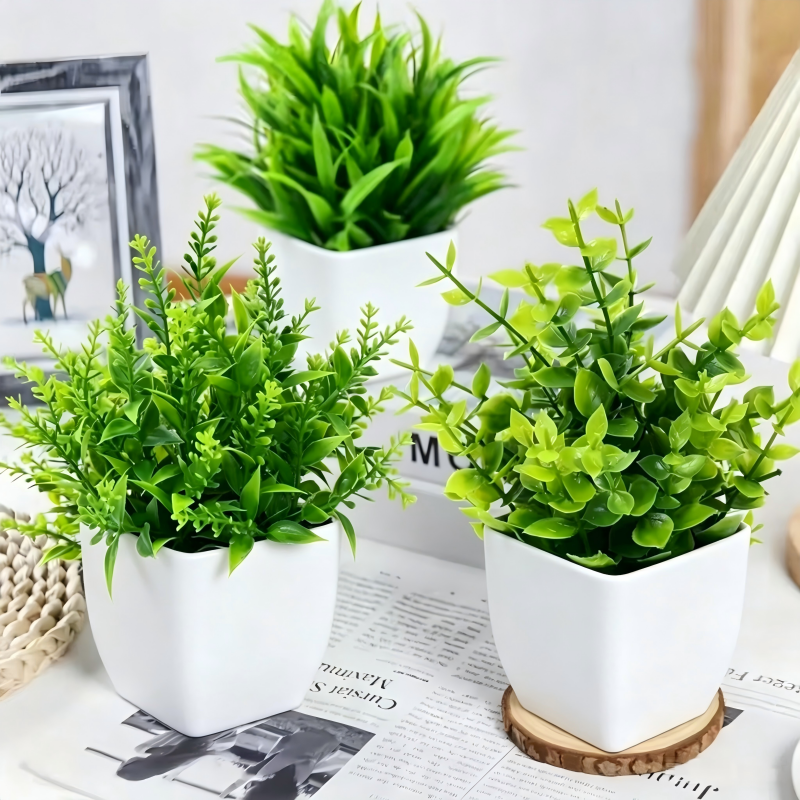 Mini Artificial Potted Plants  - Home Bathroom Shelf 评论和价格