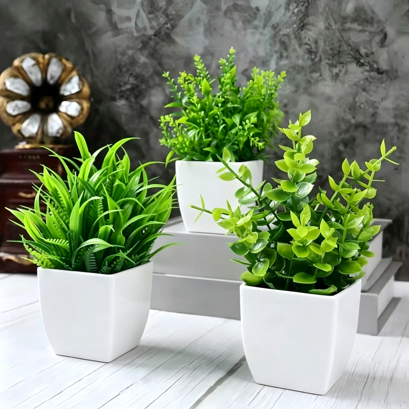 Mini Artificial Potted Plants  - Home Bathroom Shelf 评论和价格