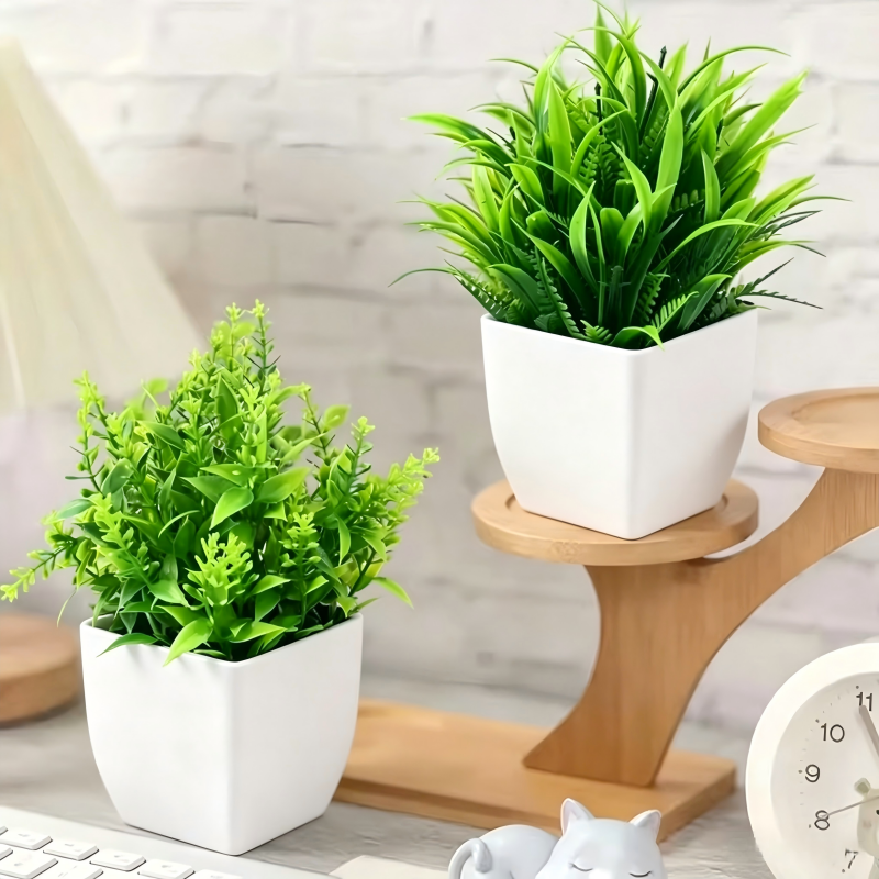 Mini Artificial Potted Plants  - Home Bathroom Shelf 评论和价格