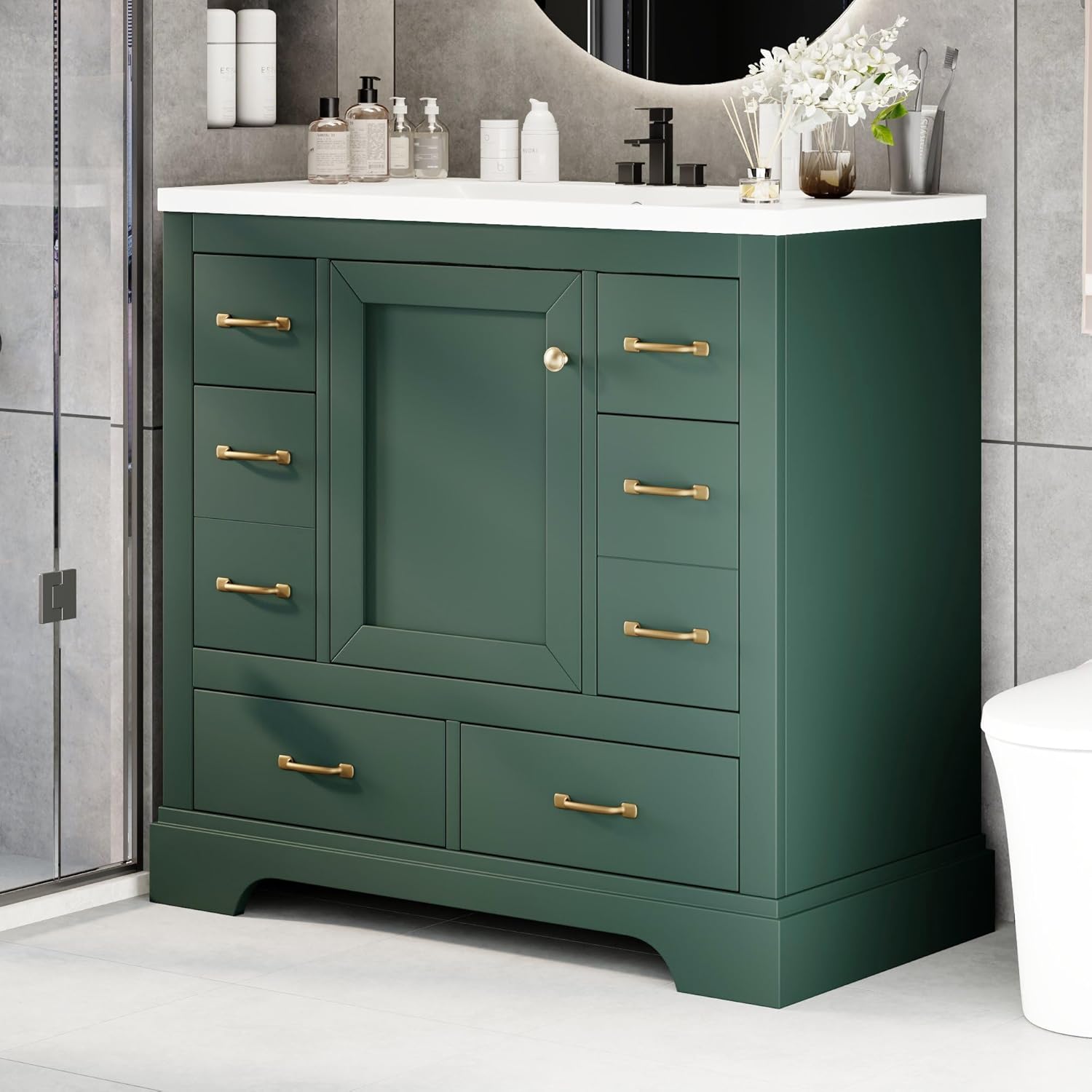 36in Bathroom Vanity Cabinet w - Home Bathroom Shelf 评论和价格