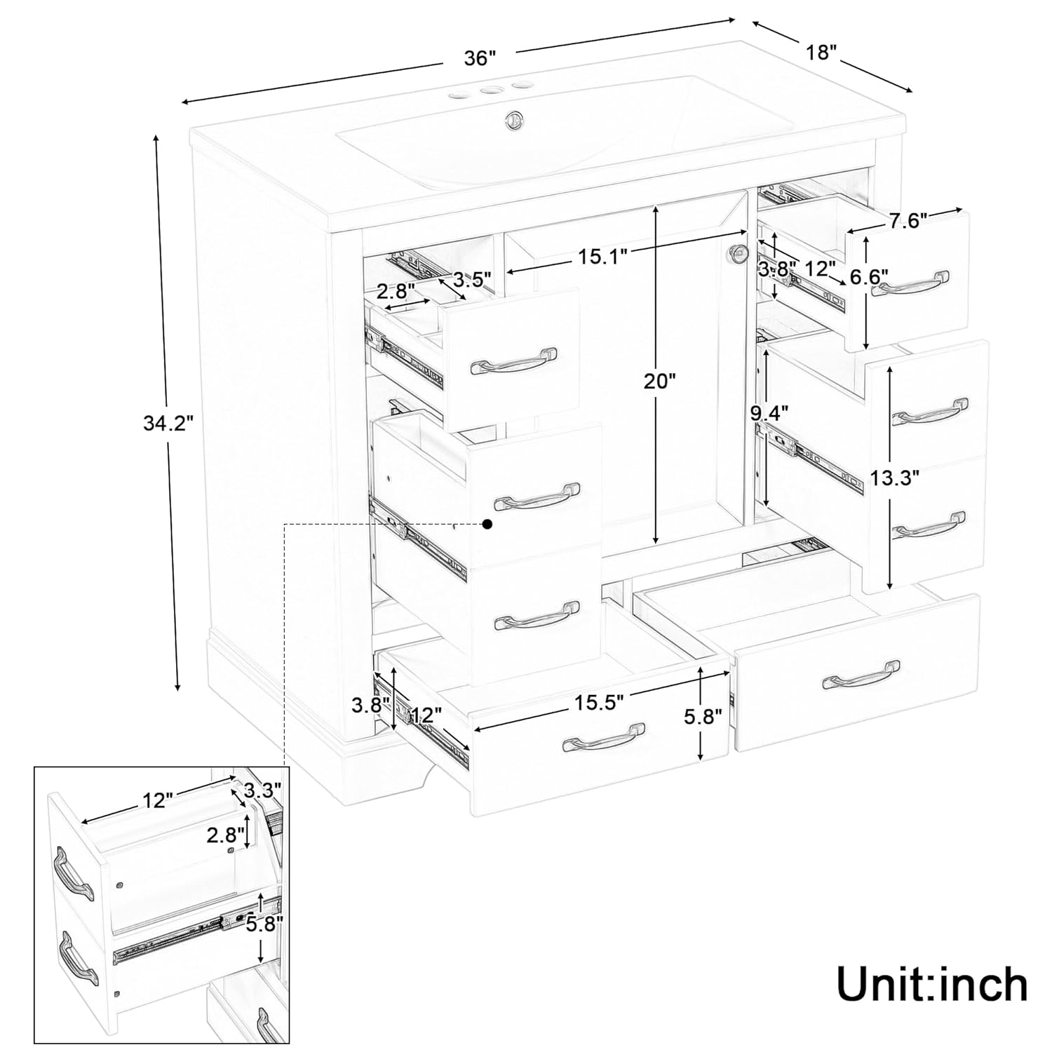 36in Bathroom Vanity Cabinet w - Home Bathroom Shelf 评论和价格
