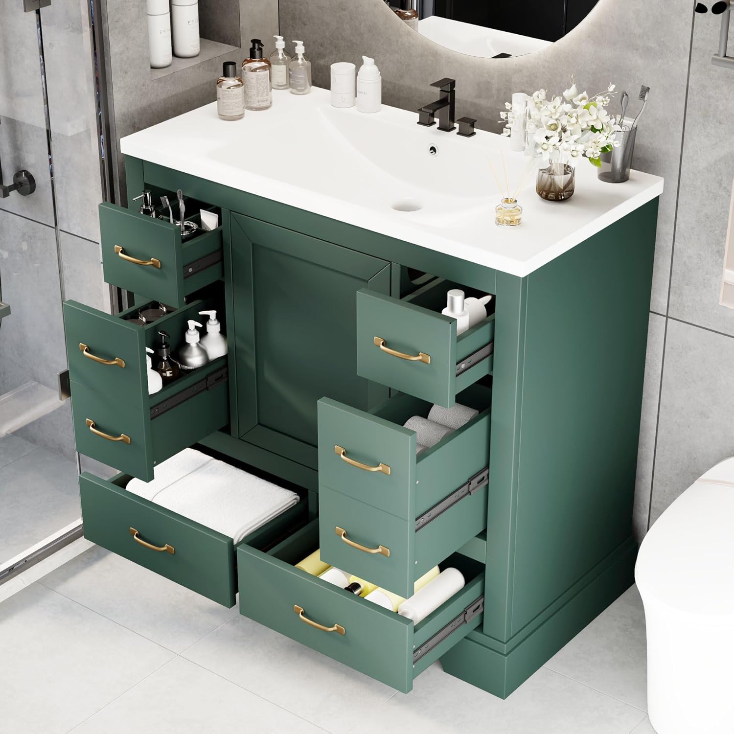 36in Bathroom Vanity Cabinet w - Home Bathroom Shelf 评论和价格