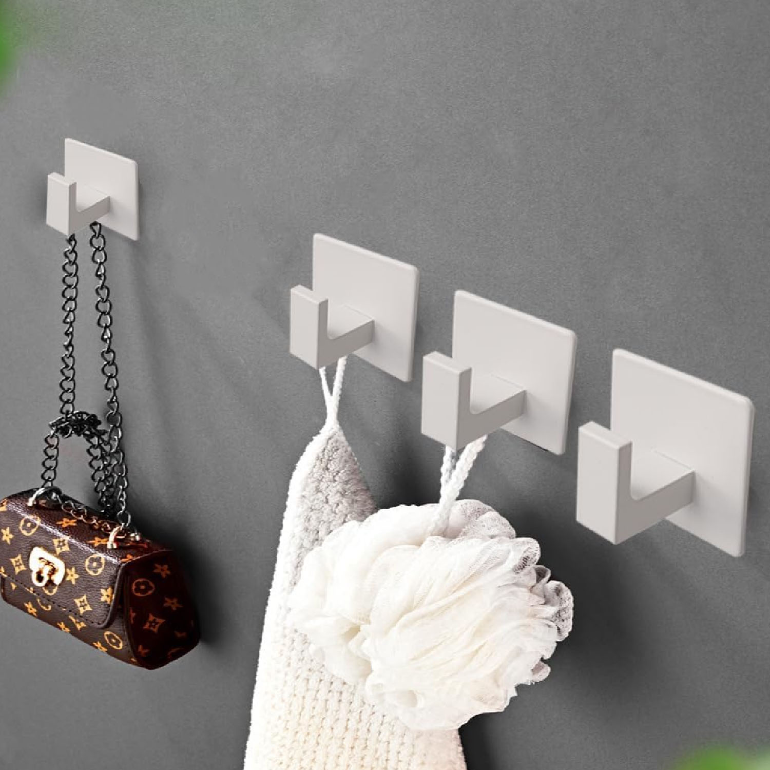 1pc/5pcs/6pcs Square Self Adhe - Robe Hook Adhesive 评论和价格