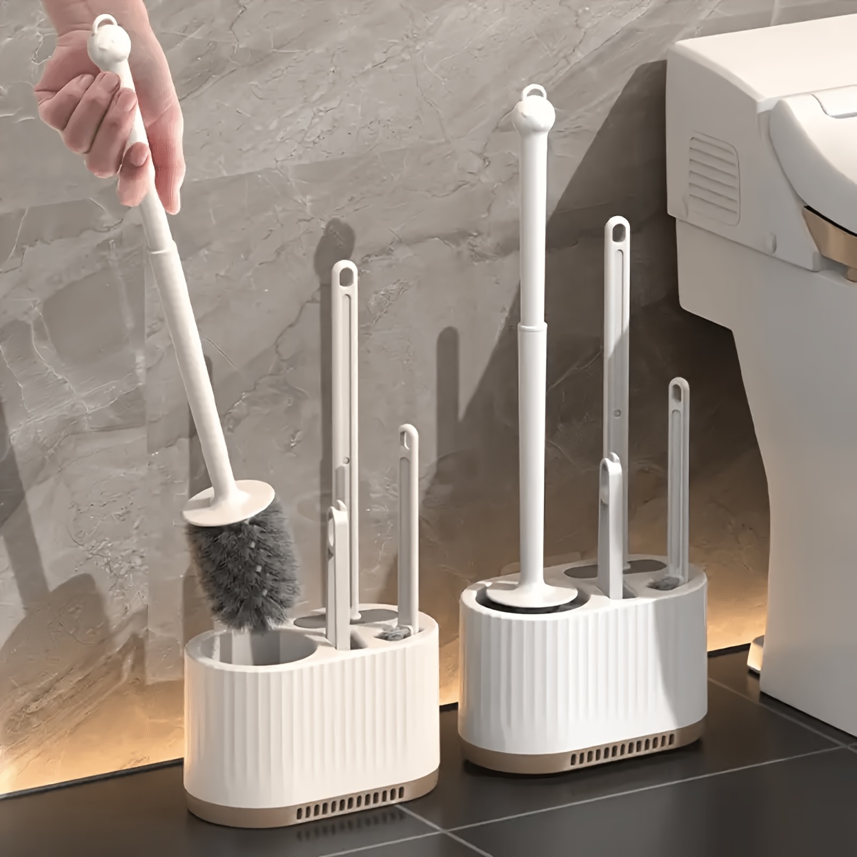 Set of 2 Toilet Brushes with H - Toilet Brush Holder 评论和价格