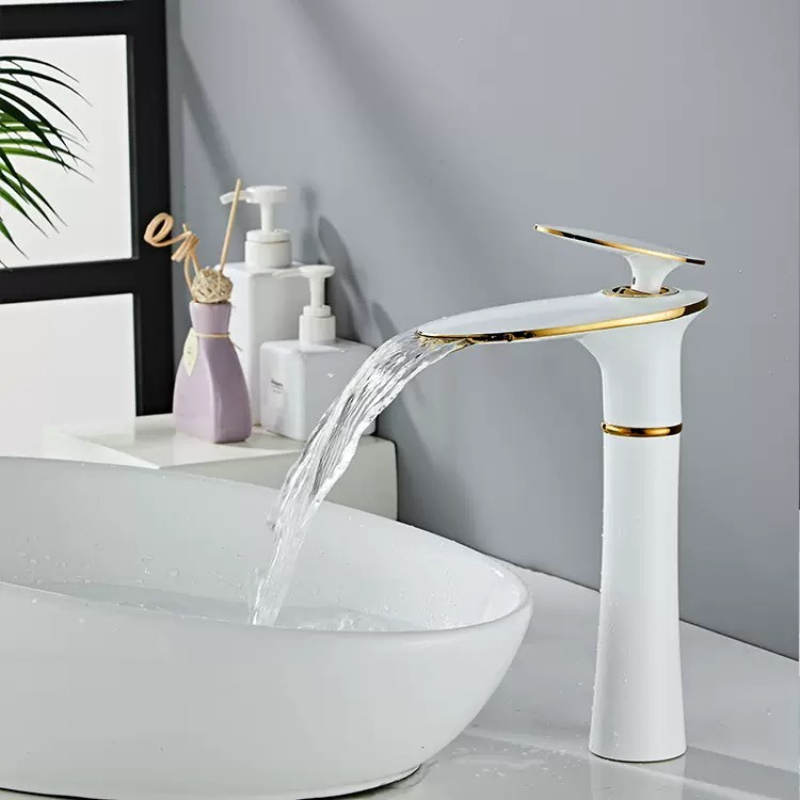 White/Black Gold Waterfall Bas - Home Hardware Bathroom Sinks 评论和价格
