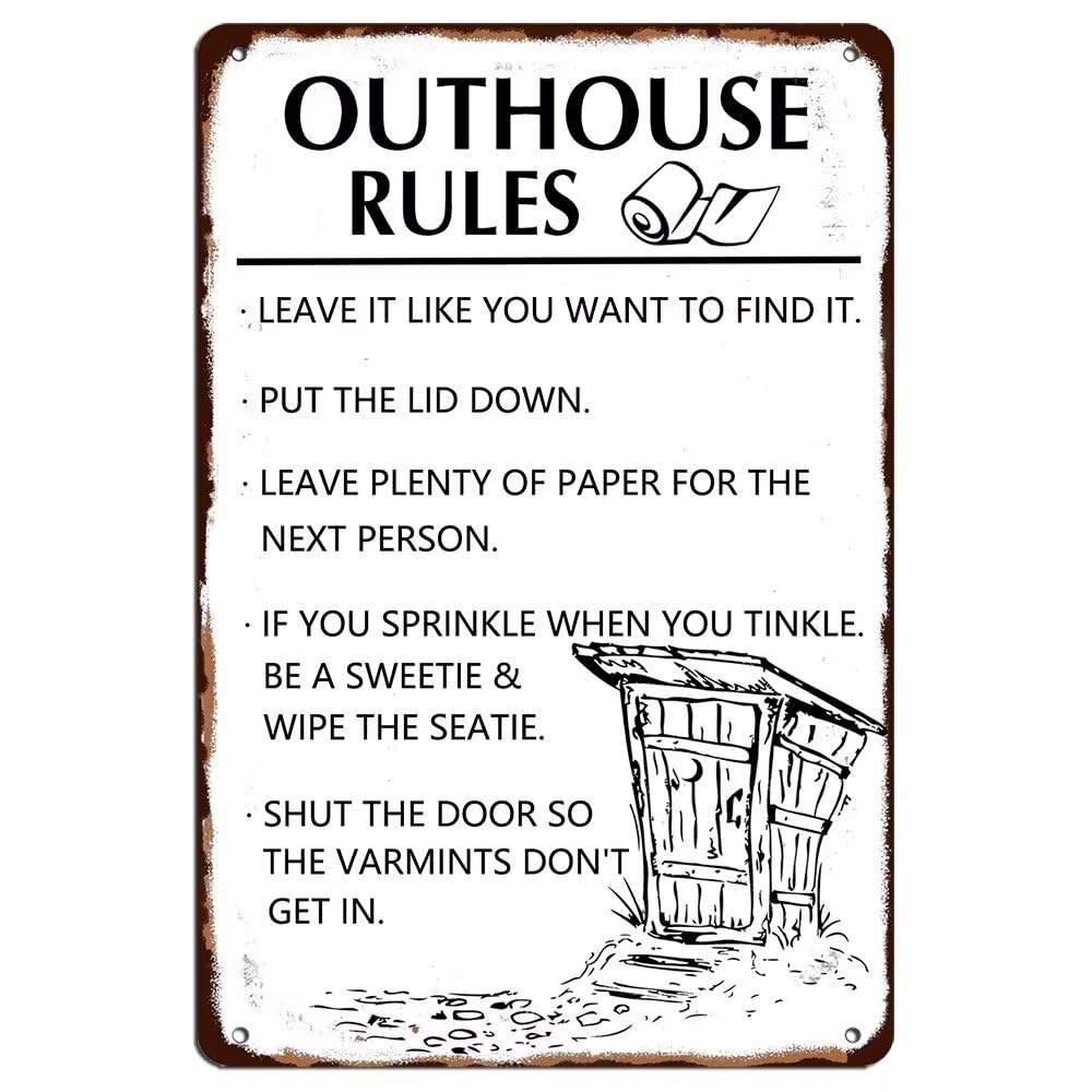 Outhouse Rules Metal Tin Sign  - Home Bathroom Rules 评论和价格