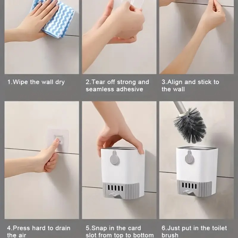 Wall-Mounted Toilet Brush with - Toilet Brush Holder 评论和价格