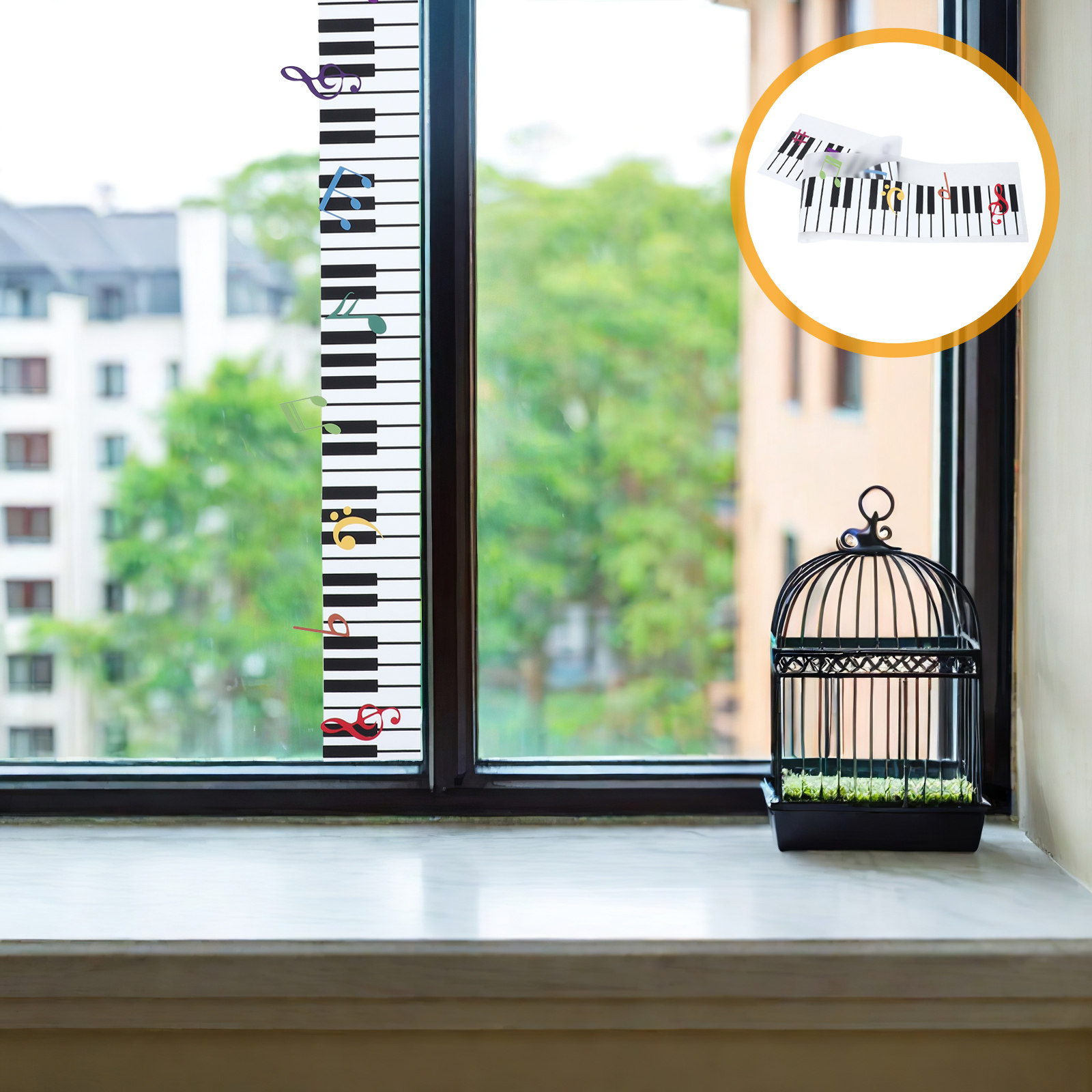 Colorful Music Note Window Cli - Home Bathroom Door 评论和价格