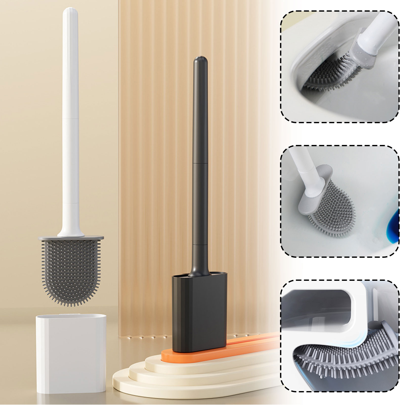 Silicone Toilet Brush With Hol - Toilet Brush Holder 评论和价格
