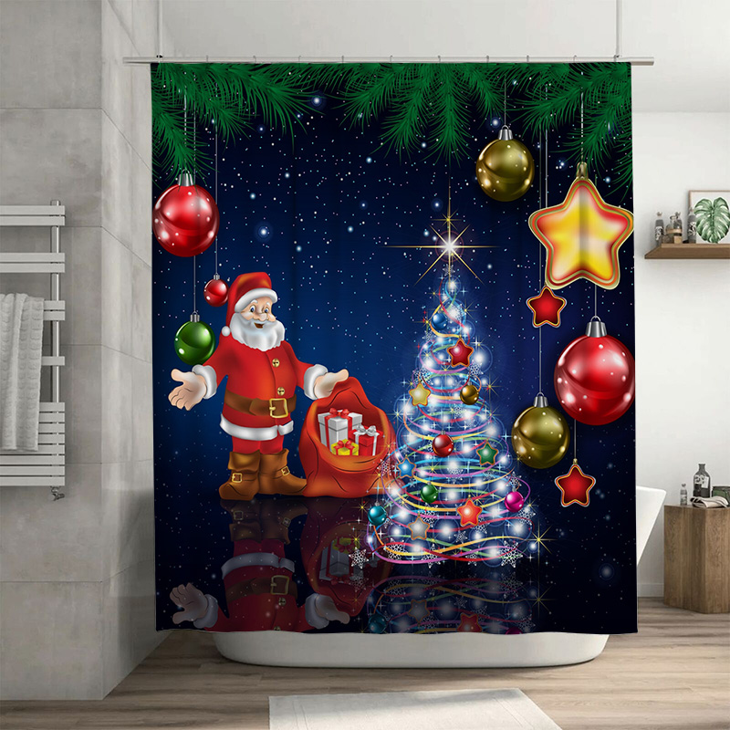 TU Christmas Shower Curtain Sa - Home Bathroom Ideas 评论和价格