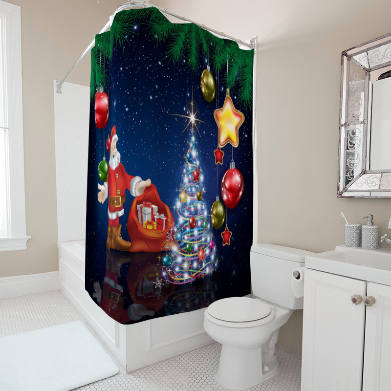 TU Christmas Shower Curtain Sa - Home Bathroom Ideas 评论和价格