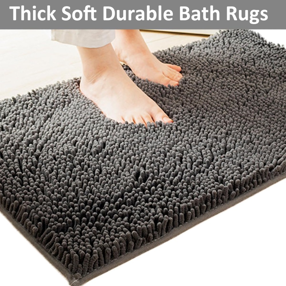 Non-Slip 3-Piece Chenille Bath - Non Slip Bath Mat 评论和价格