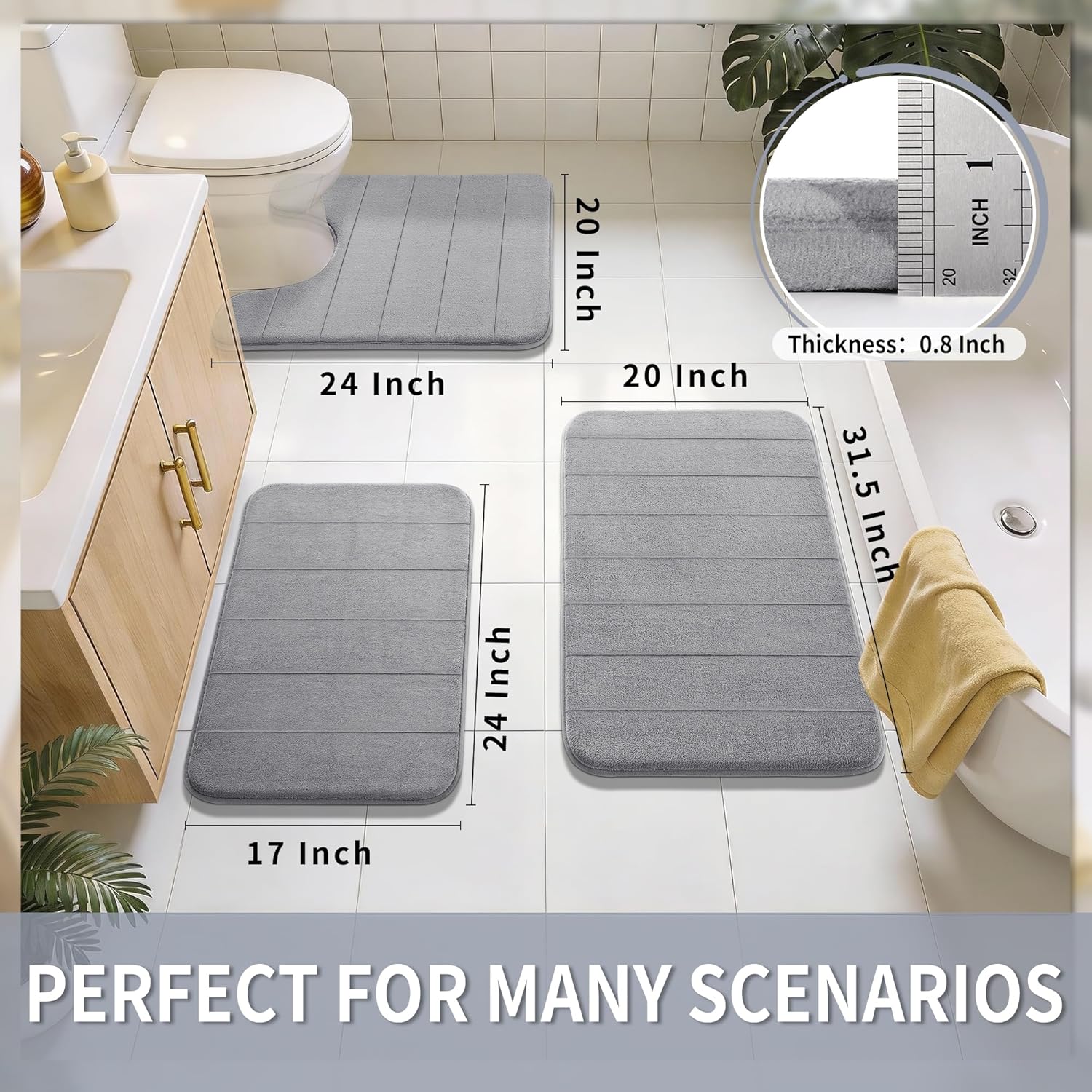 Memory Foam Bath Mat, Super So - Non Slip Bath Mat 评论和价格
