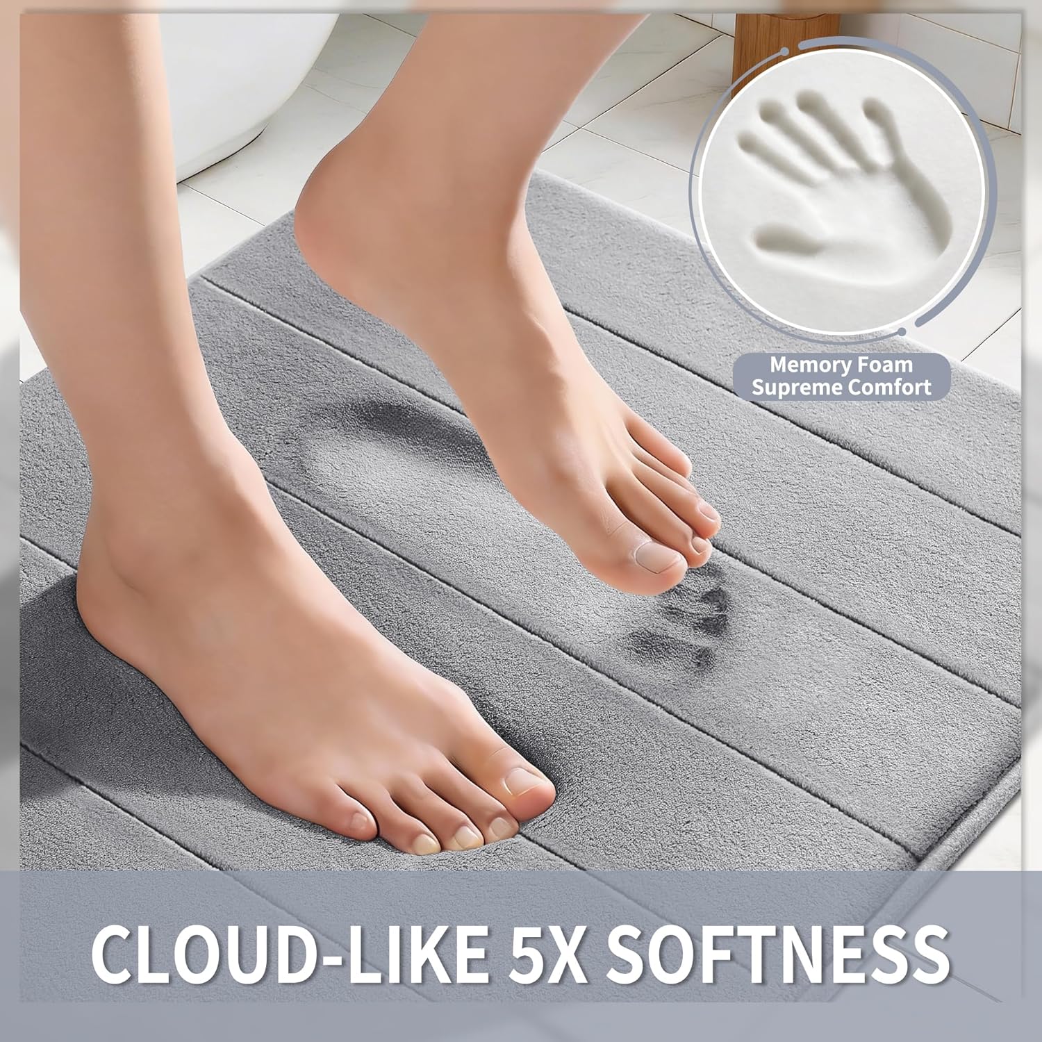 Memory Foam Bath Mat, Super So - Non Slip Bath Mat 评论和价格