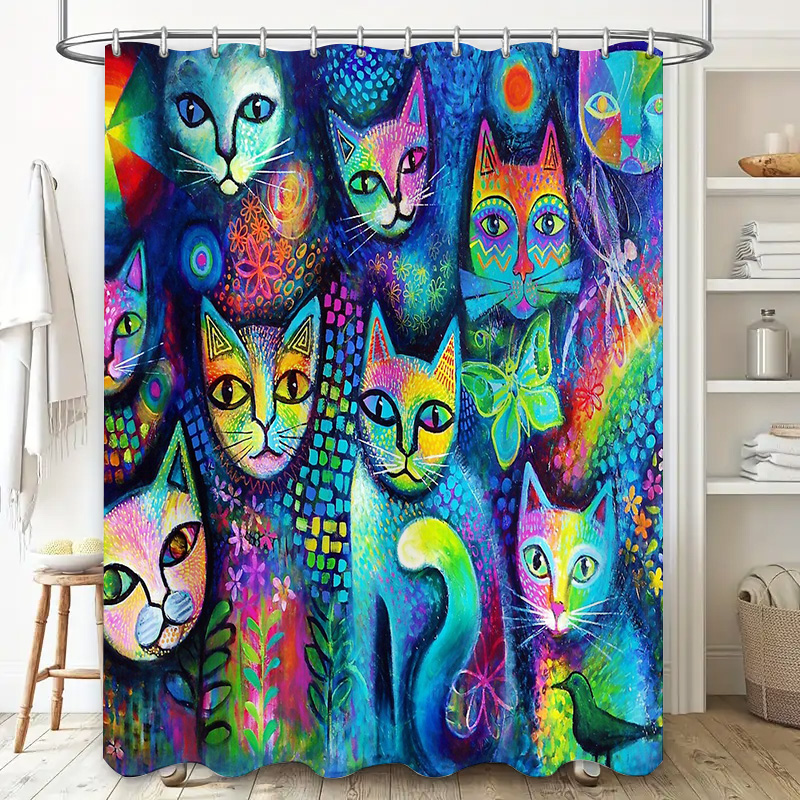 Cat Shower Curtain Artistic An - Home Bathroom Ideas 评论和价格