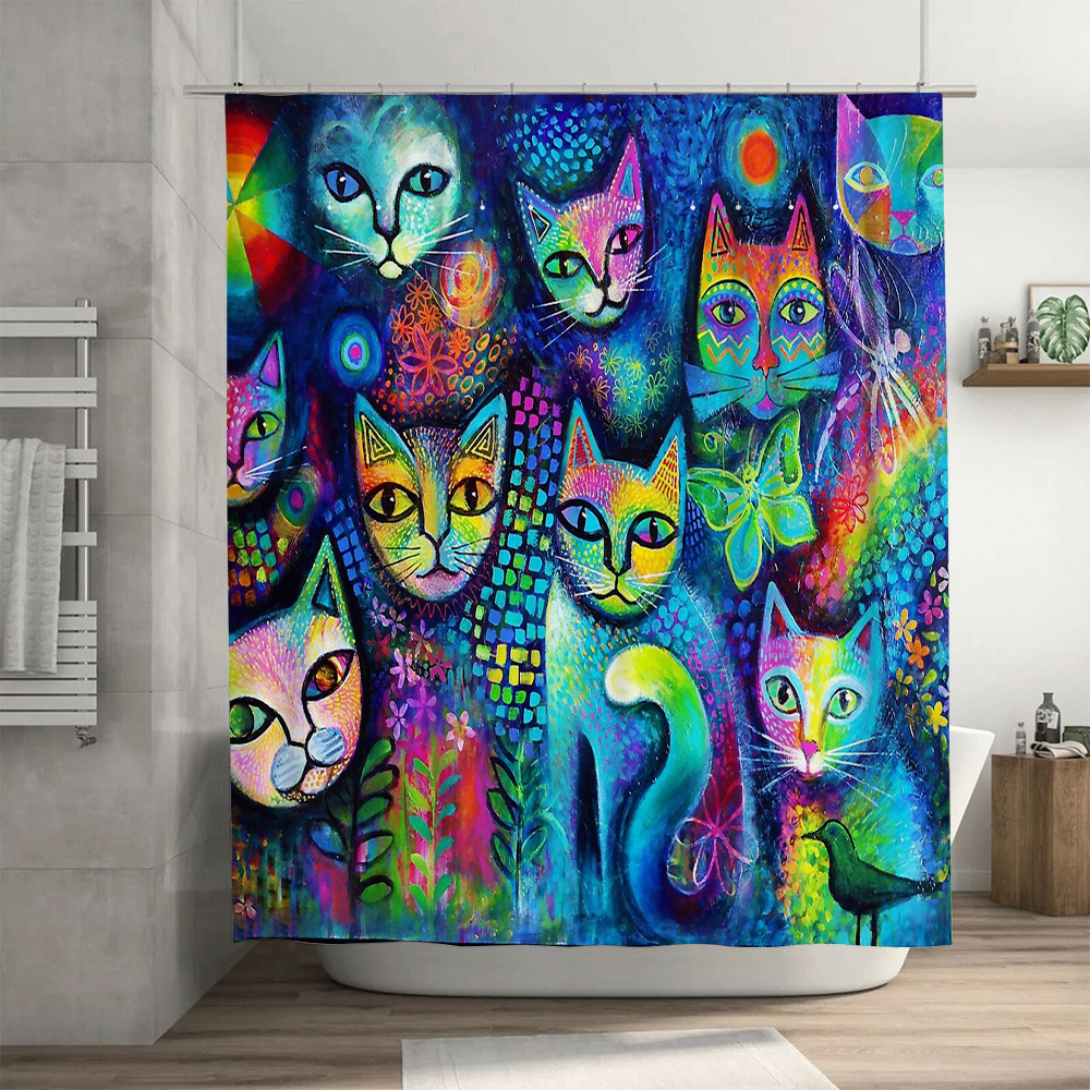Cat Shower Curtain Artistic An - Home Bathroom Ideas 评论和价格