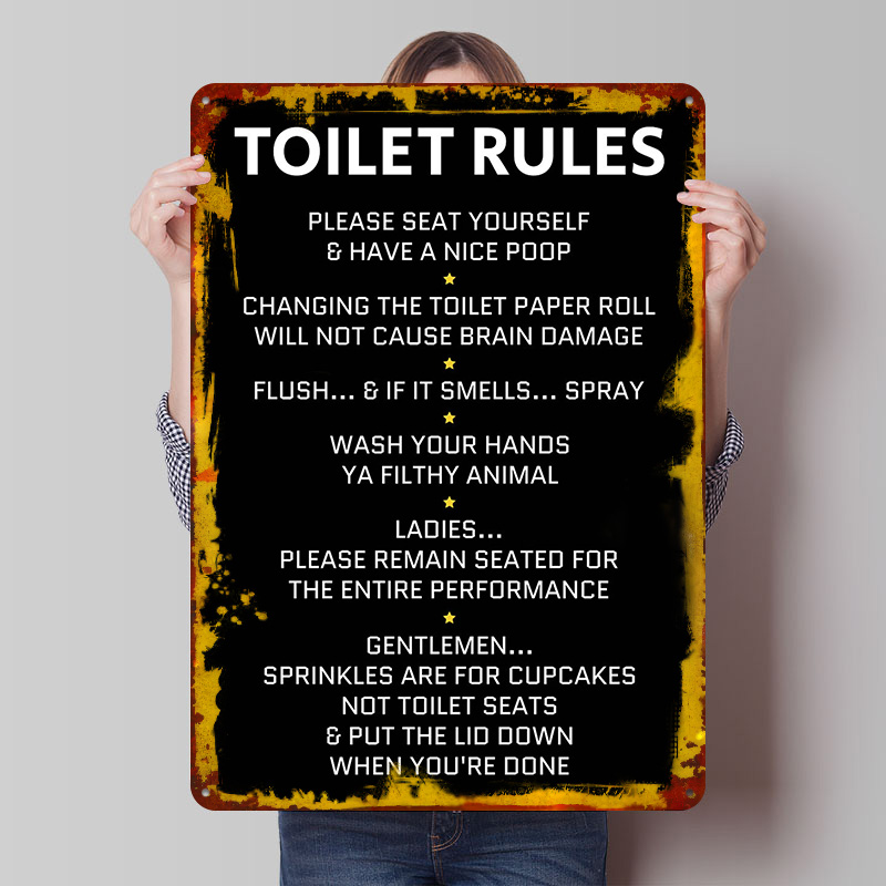 Toilet Rules Tin Poster Custom - Home Bathroom Rules 评论和价格