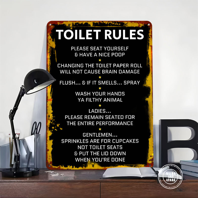 Toilet Rules Tin Poster Custom - Home Bathroom Rules 评论和价格