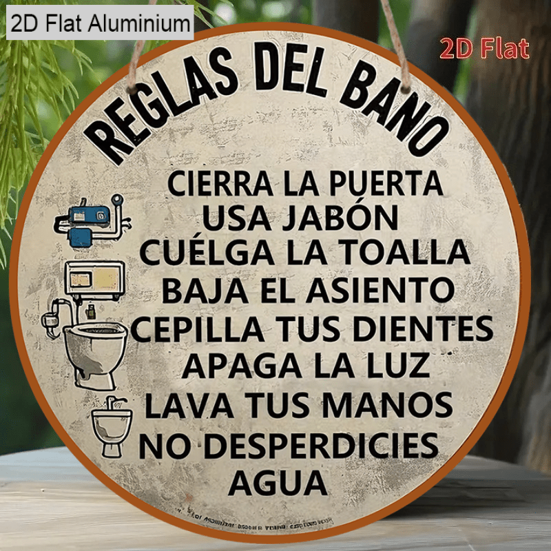 2D Flat, 1pc Vintage Spanish B - Home Bathroom Rules 评论和价格