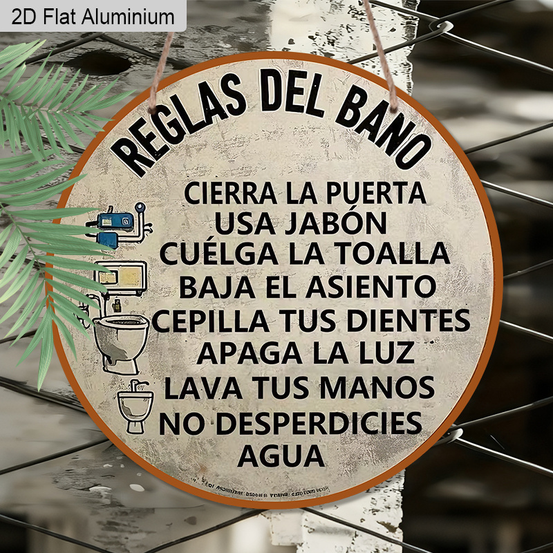 2D Flat, 1pc Vintage Spanish B - Home Bathroom Rules 评论和价格